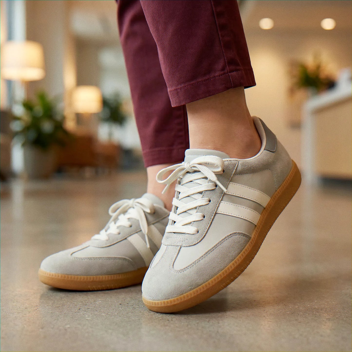 Women's wide fit, arch support, lace up fit trainers with everyday walking