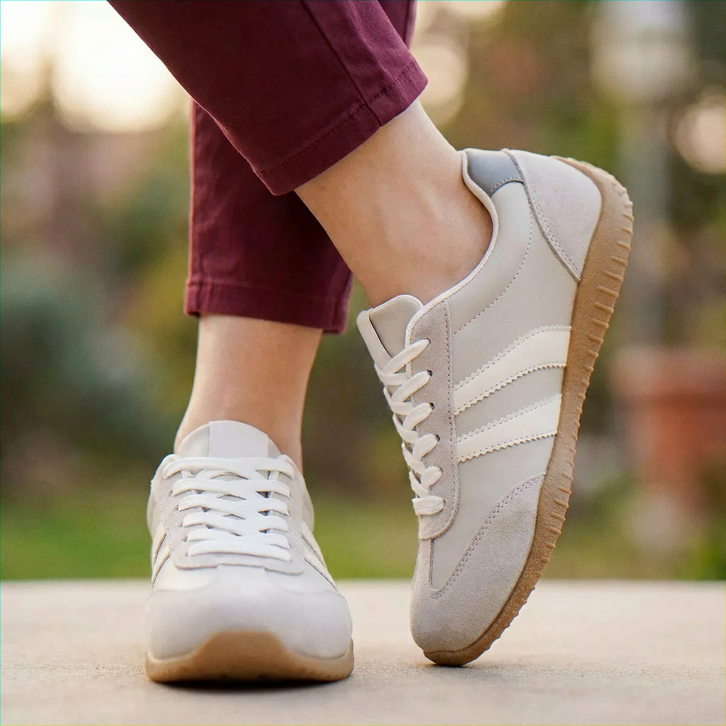 Women's wide fit, arch support, lace up fit trainers with everyday walking