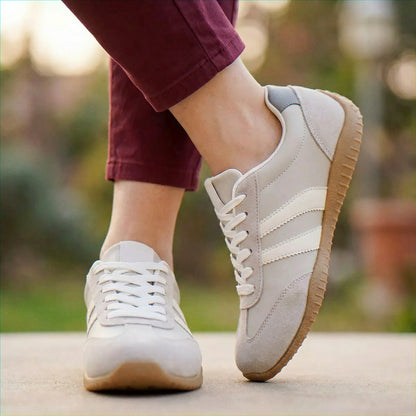 Women's wide fit, arch support, lace up fit trainers with everyday walking