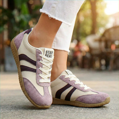 Women's wide fit, arch support, lace up fit trainers with everyday walking