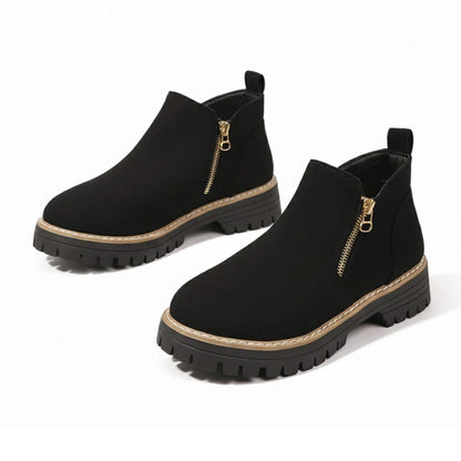 Womens Arch Support Ankle Boots | Autumn Winter Cozy Side Zip Style