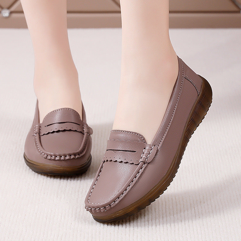 Womens Orthopedic Wide Fit Slip-Ons | Soft Leather Comfort Loafers
