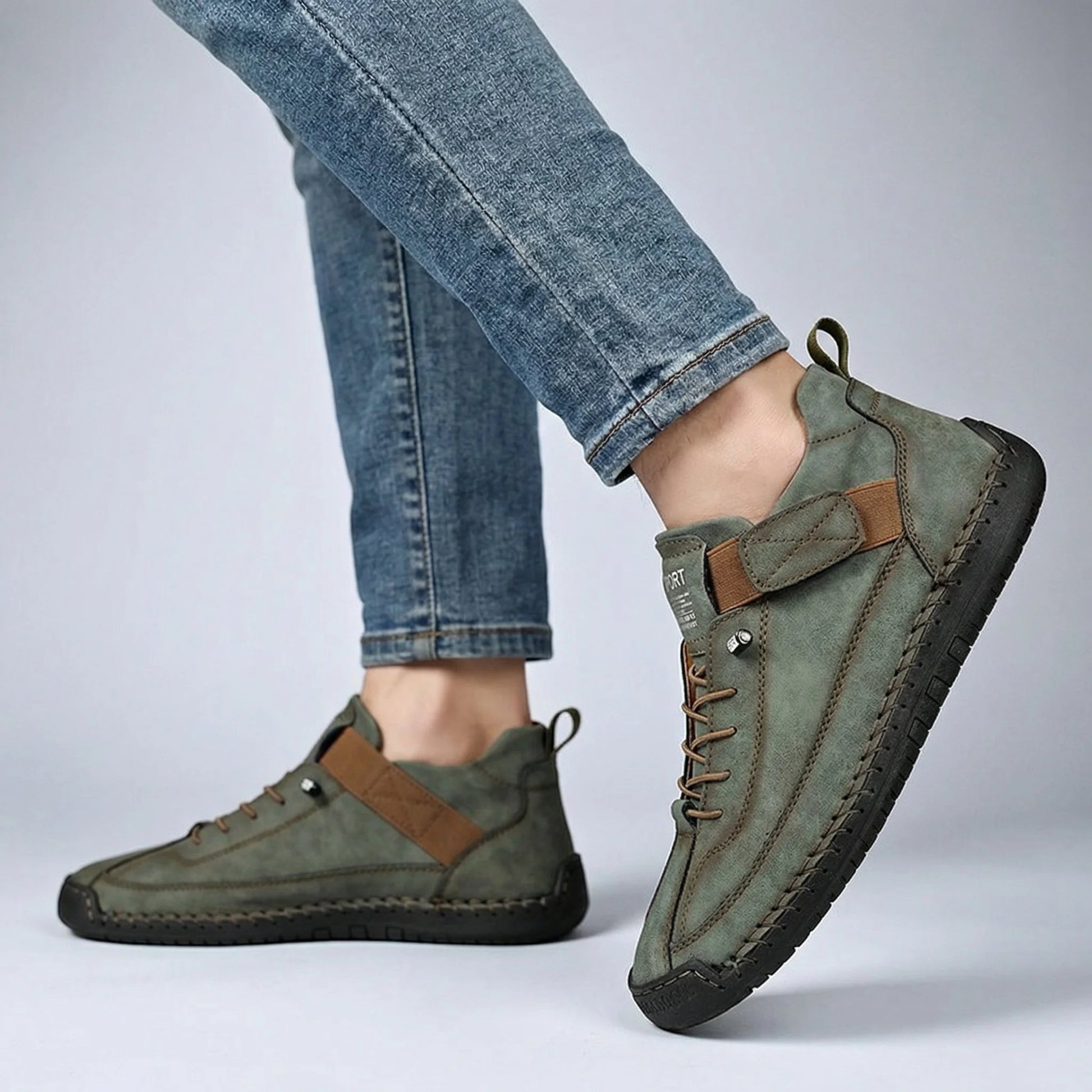 Men's extra wide fit, cushioned comfort, leather look ankle boots