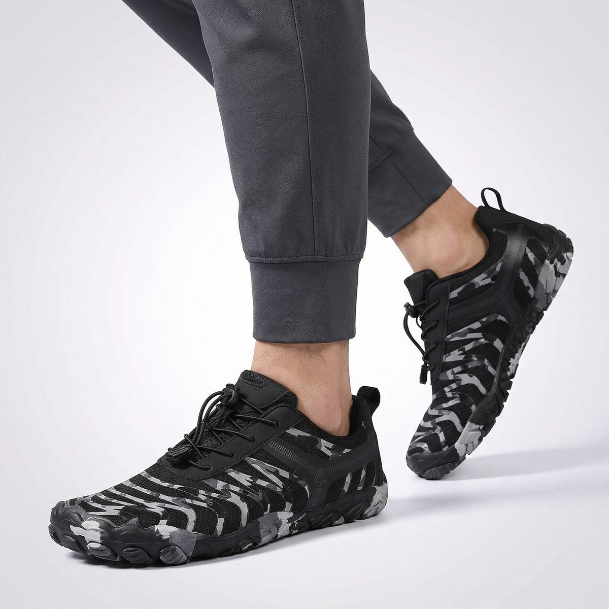 Unisex wide fit, barefoot feel, breathable upper trainers with non slip grip and lightweight design