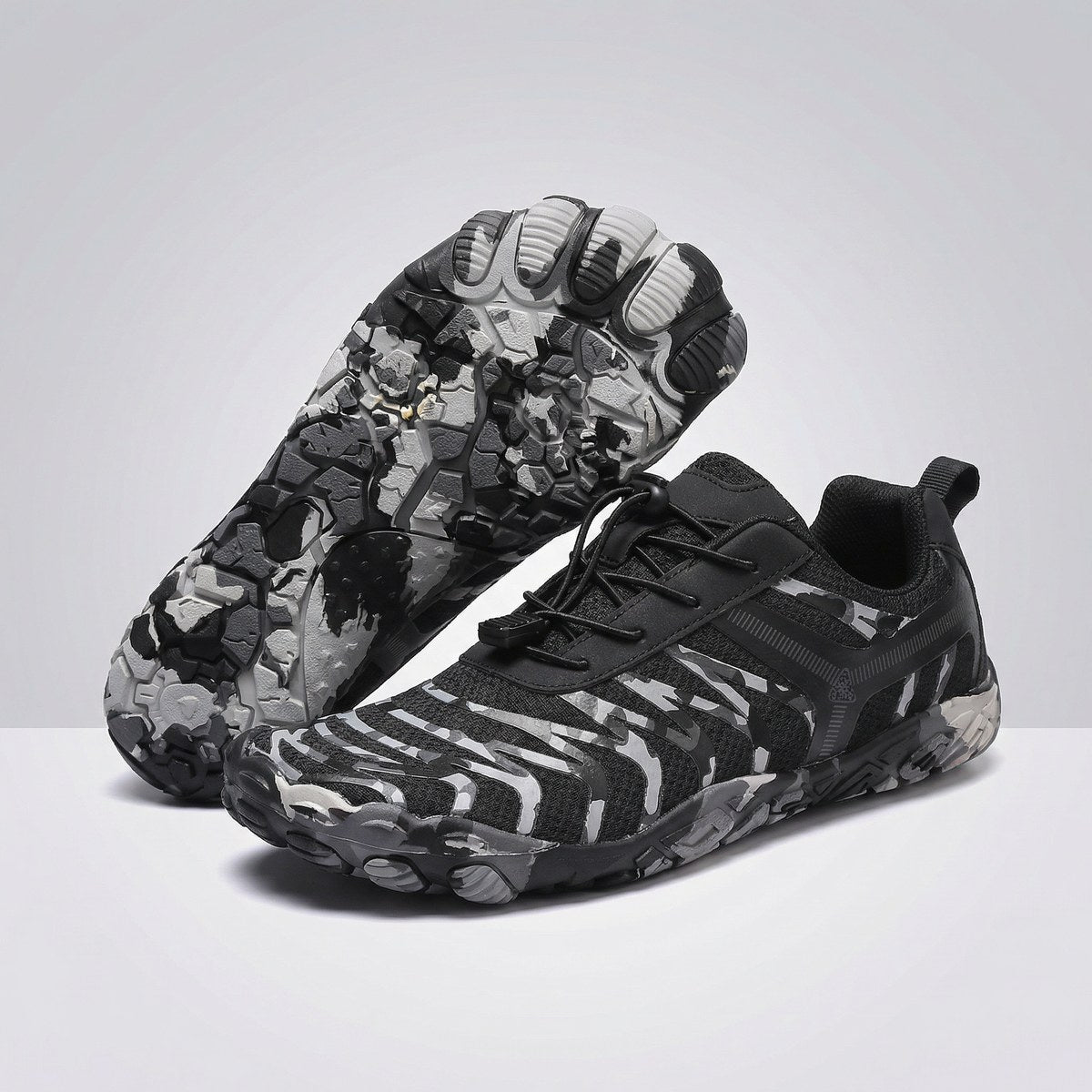 Unisex wide fit, barefoot feel, breathable upper trainers with non slip grip and lightweight design