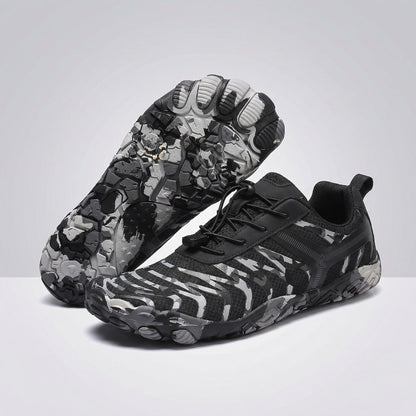 Unisex wide fit, barefoot feel, breathable upper trainers with non slip grip and lightweight design