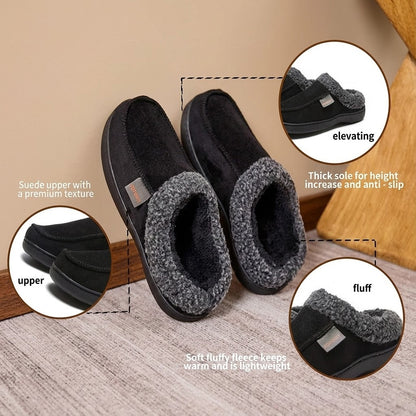 Warm Men’s Winter Slippers–Wide Fit, Cozy Fleece , Arch Support