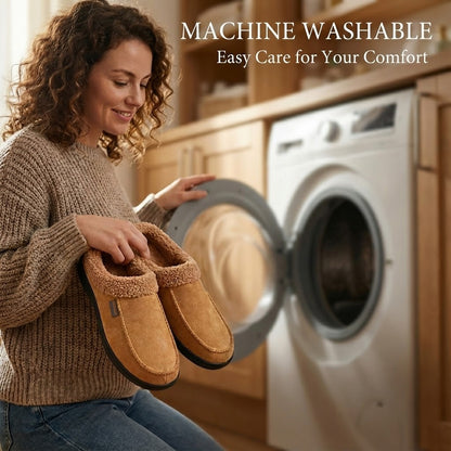 Warm Men’s Winter Slippers–Wide Fit, Cozy Fleece , Arch Support