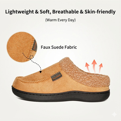 Warm Men’s Winter Slippers–Wide Fit, Cozy Fleece , Arch Support