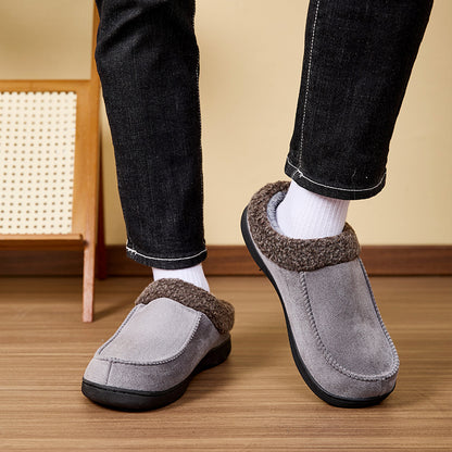 Warm Men’s Winter Slippers–Wide Fit, Cozy Fleece , Arch Support