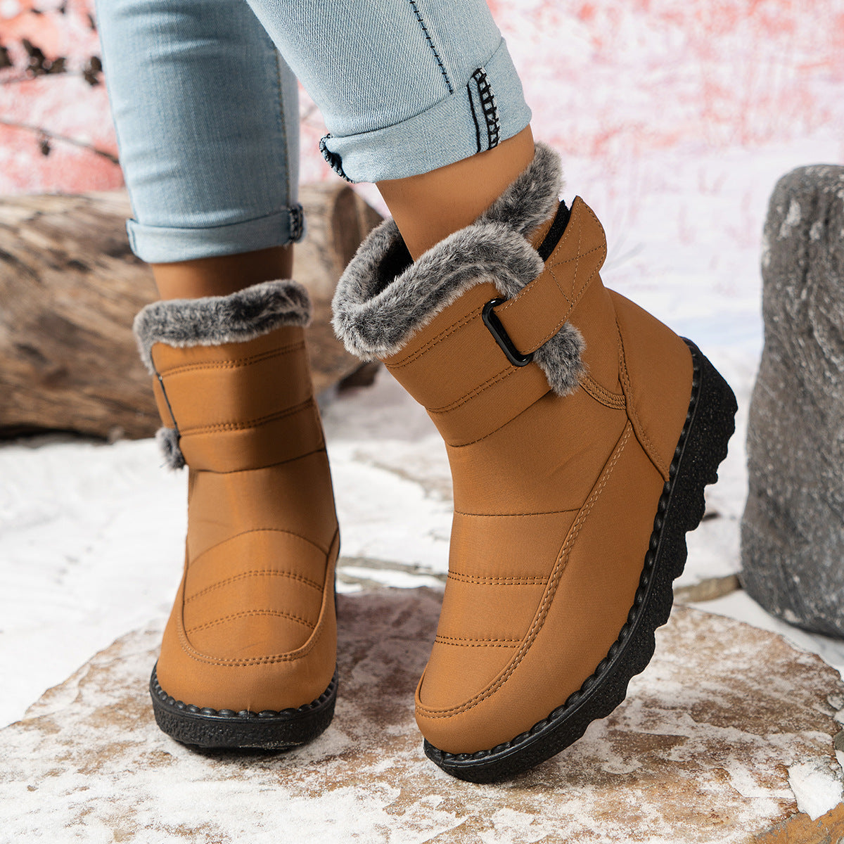 Women’s Waterproof Velcro Snow Boots – Fleece Lined & Anti-Slip