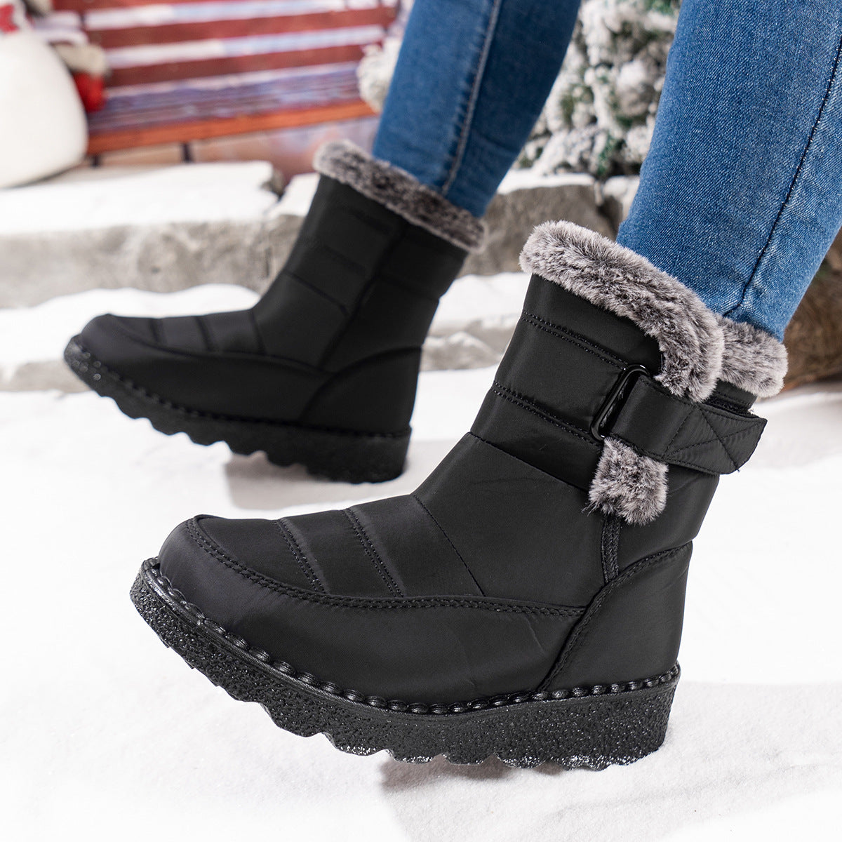 Women’s Waterproof Velcro Snow Boots – Fleece Lined & Anti-Slip