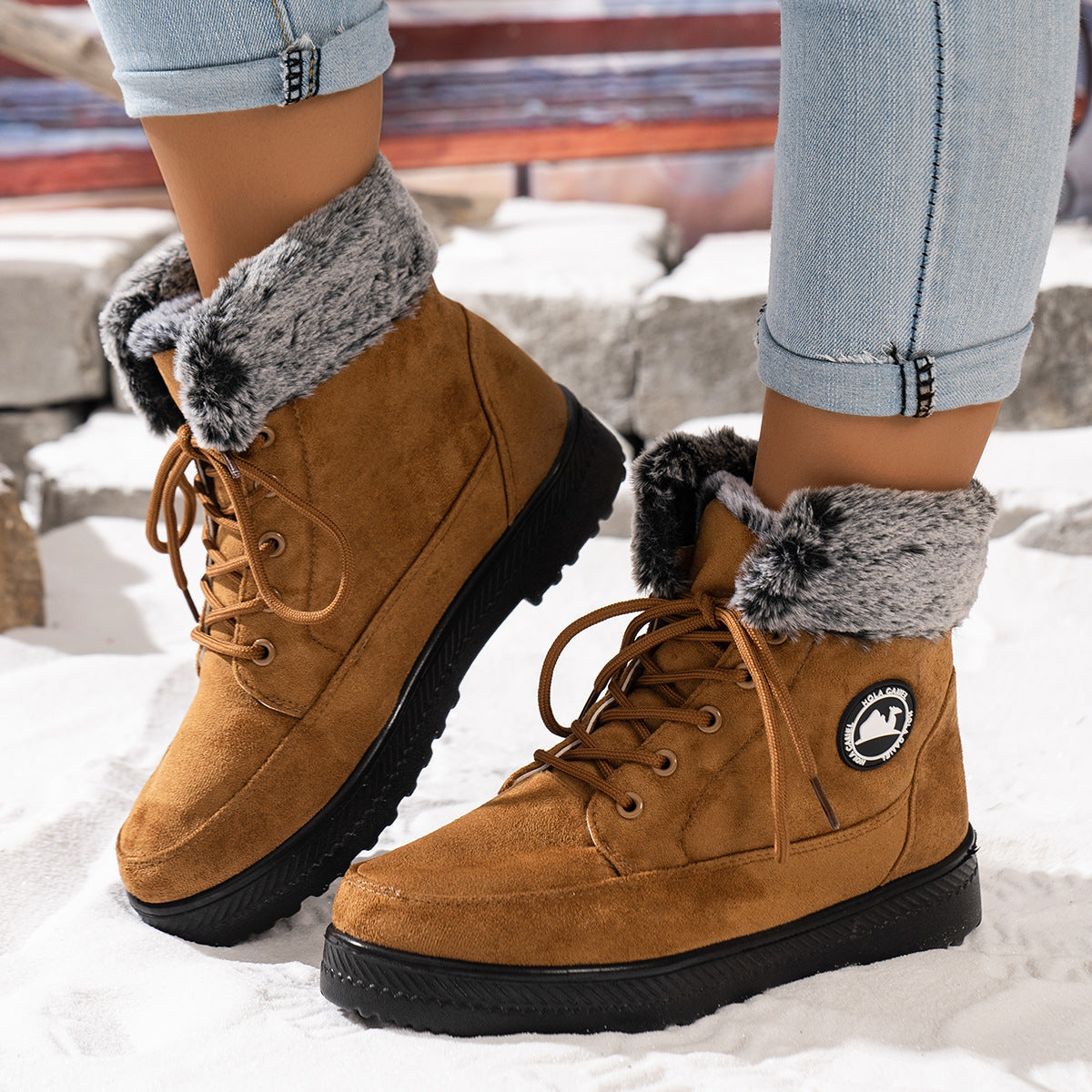 Women’s Casual Winter Ankle Boots | Warm Fur Lined, Non-Slip Sole