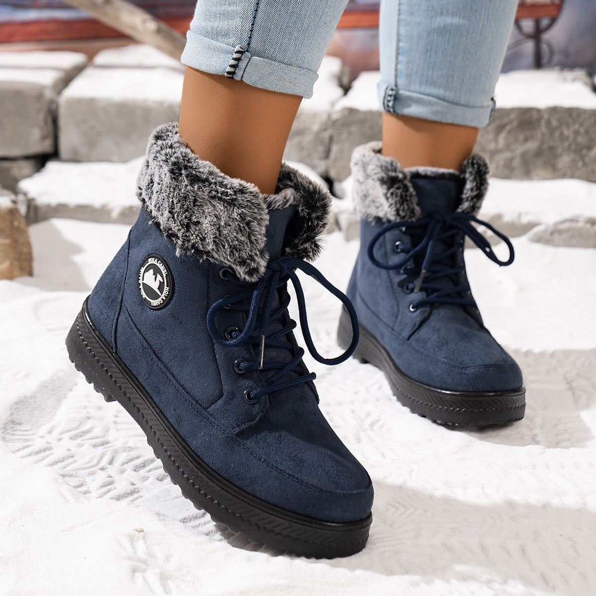 Women’s Casual Winter Ankle Boots | Warm Fur Lined, Non-Slip Sole