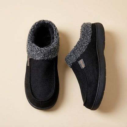 Warm Men’s Winter Slippers–Wide Fit, Cozy Fleece , Arch Support