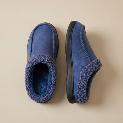 Warm Men’s Winter Slippers–Wide Fit, Cozy Fleece , Arch Support