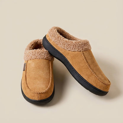 Warm Men’s Winter Slippers–Wide Fit, Cozy Fleece , Arch Support