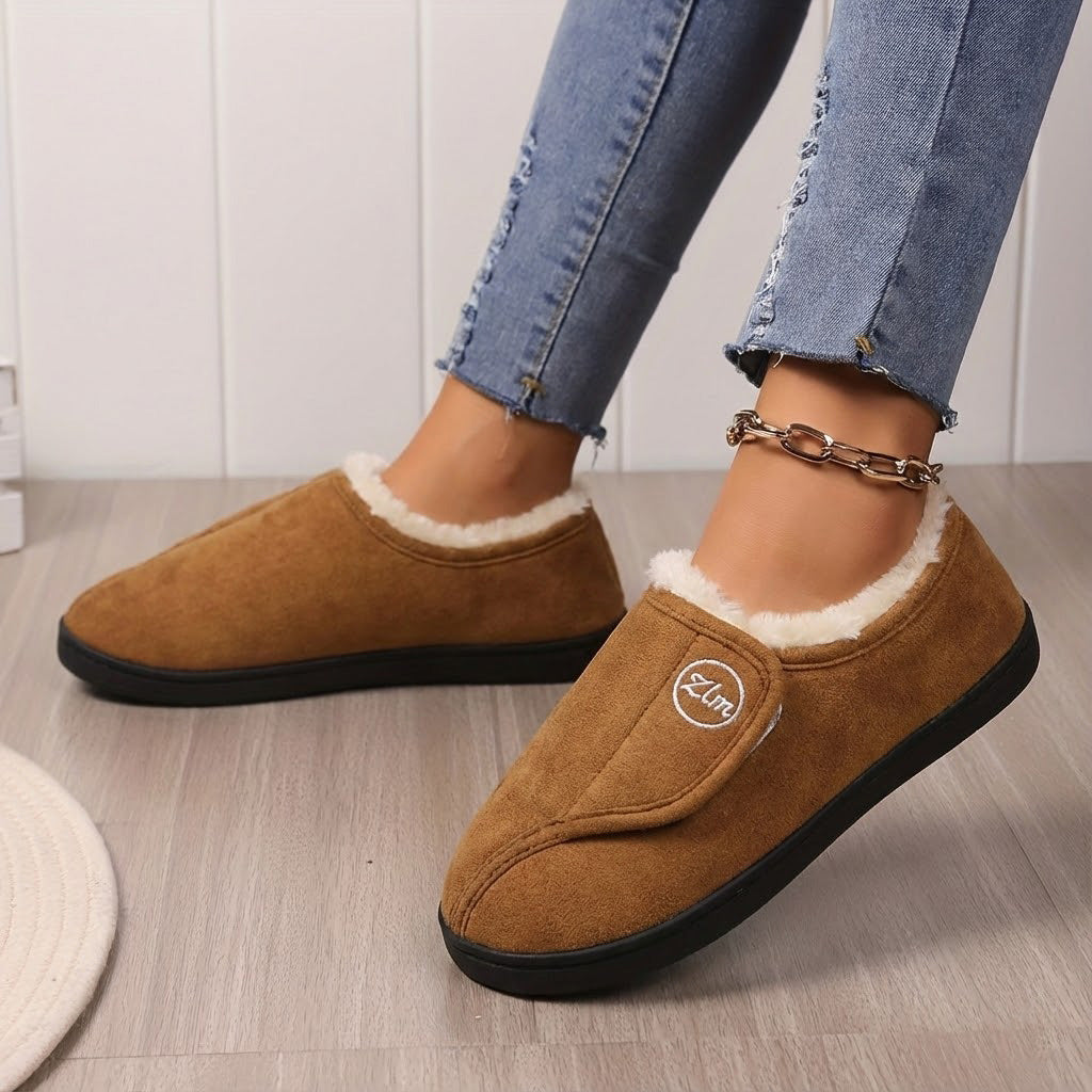 Women's Adjustable Wide Fit Slippers | Non-Slip Cosy Warm Fleece