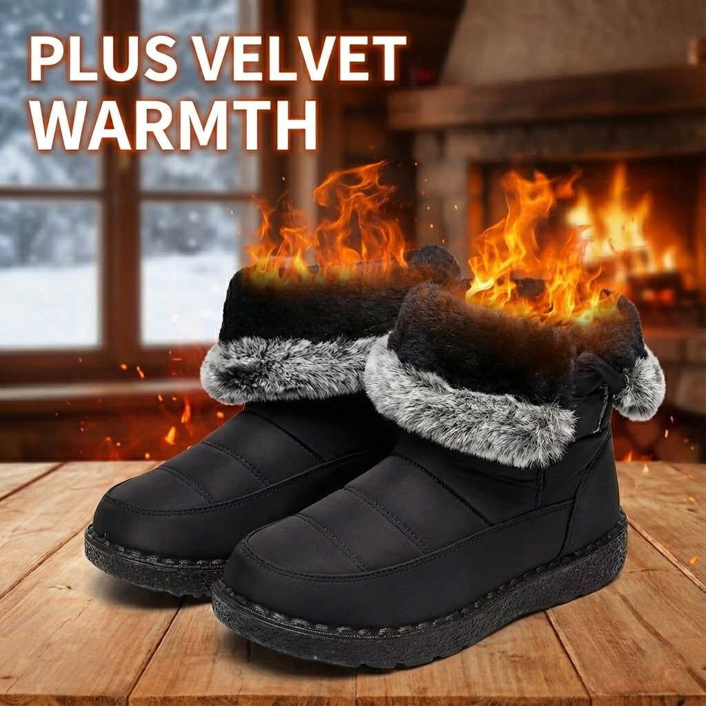 Women’s Waterproof Velcro Snow Boots – Fleece Lined & Anti-Slip