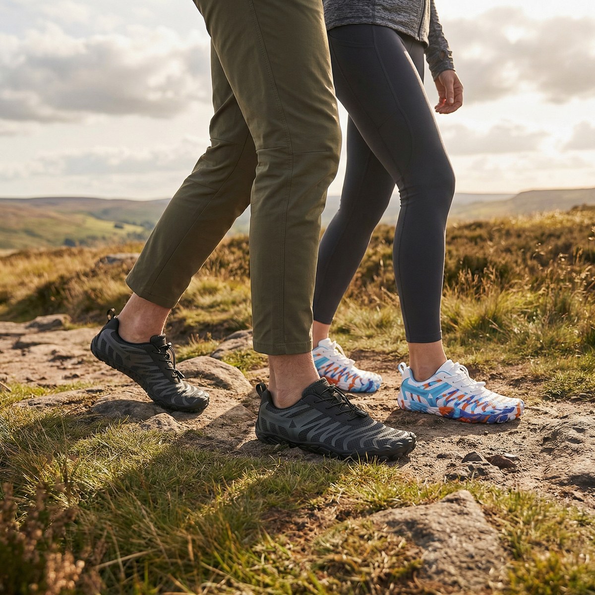 Unisex wide fit, barefoot feel, breathable upper trainers with non slip grip and lightweight design