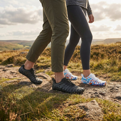 Unisex wide fit, barefoot feel, breathable upper trainers with non slip grip and lightweight design