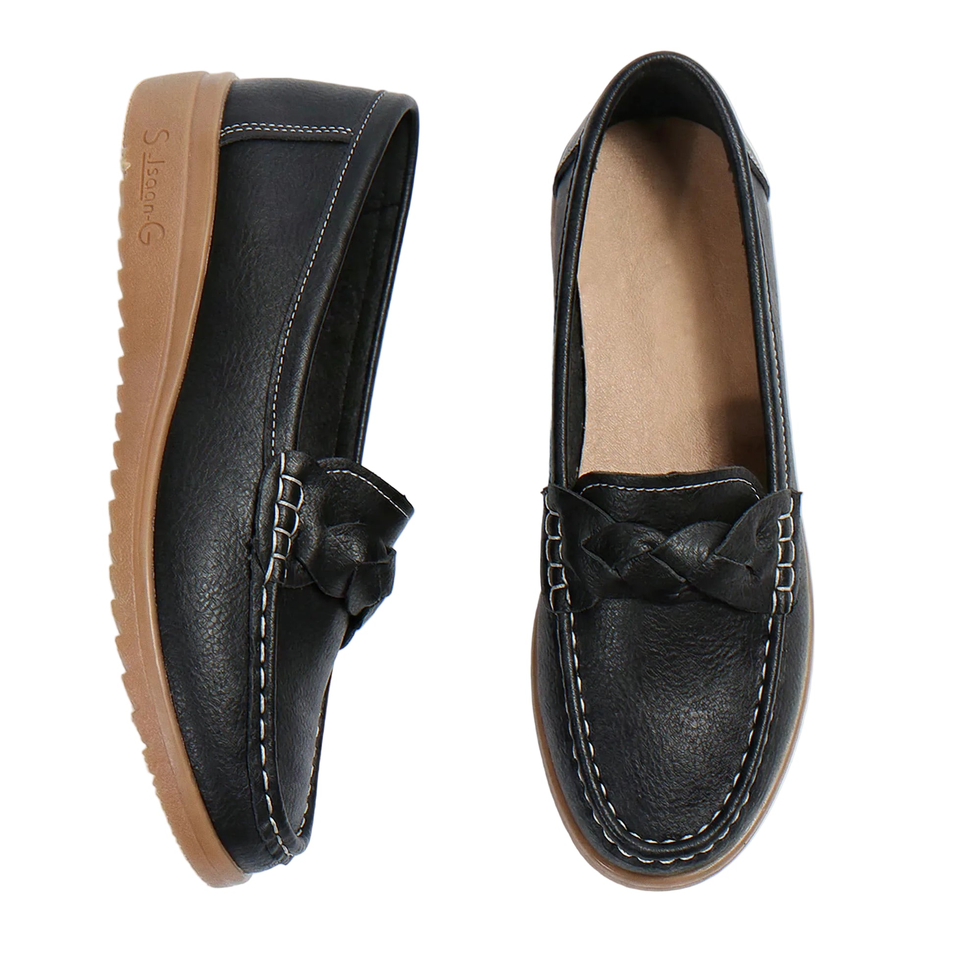 Women's wide fit, arch support, cushioned comfort loafers with slip on design and everyday walking