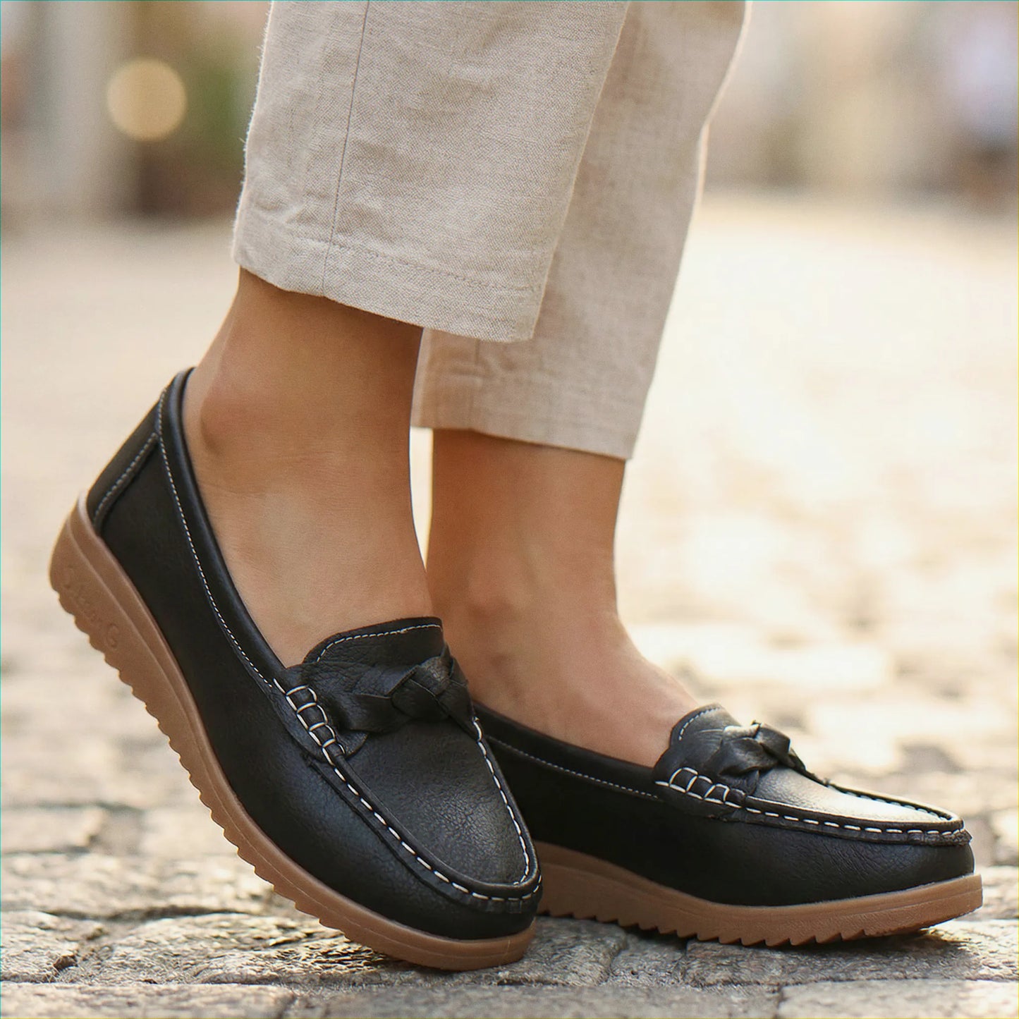 Women's wide fit, arch support, cushioned comfort loafers with slip on design and everyday walking