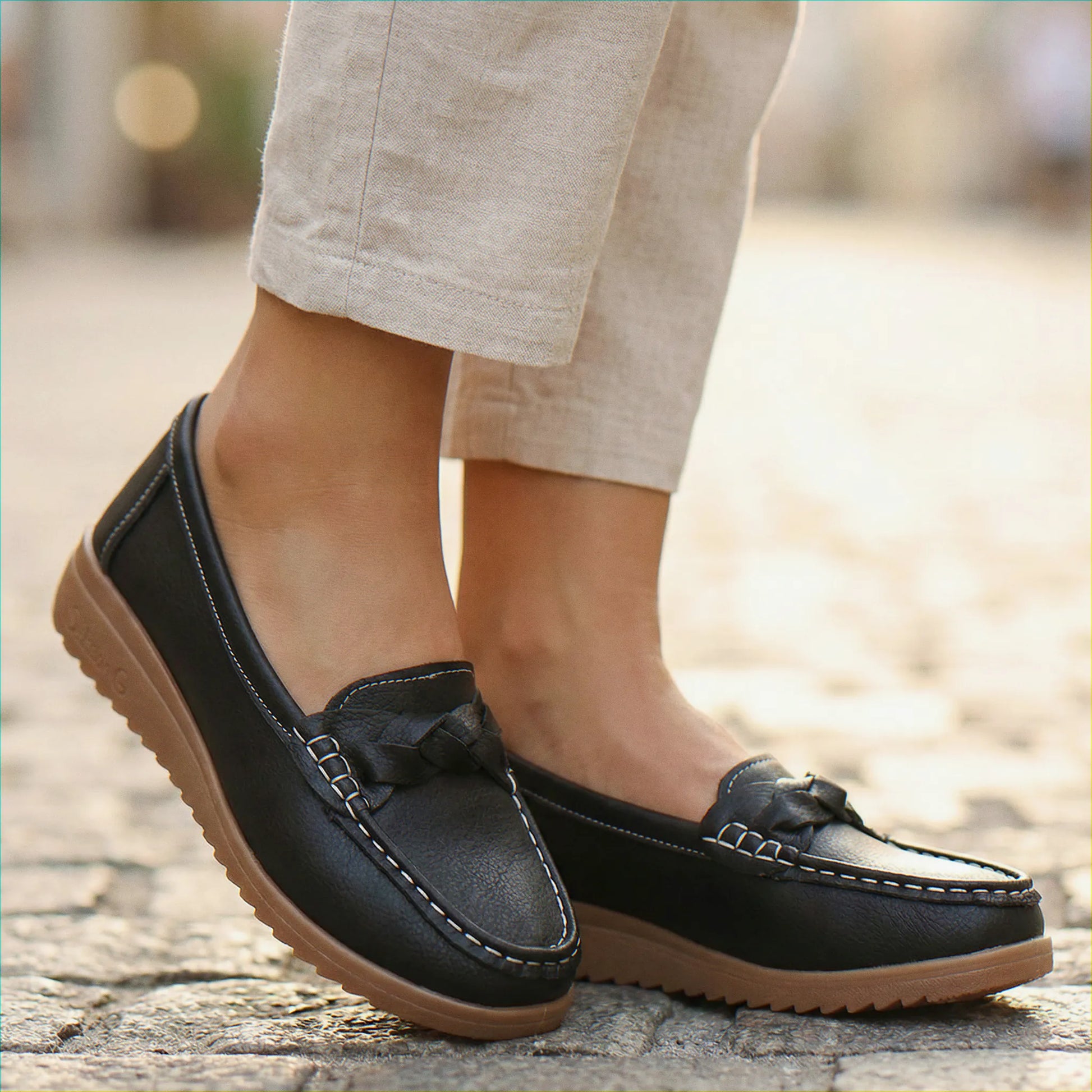 Women's wide fit, arch support, cushioned comfort loafers with slip on design and everyday walking