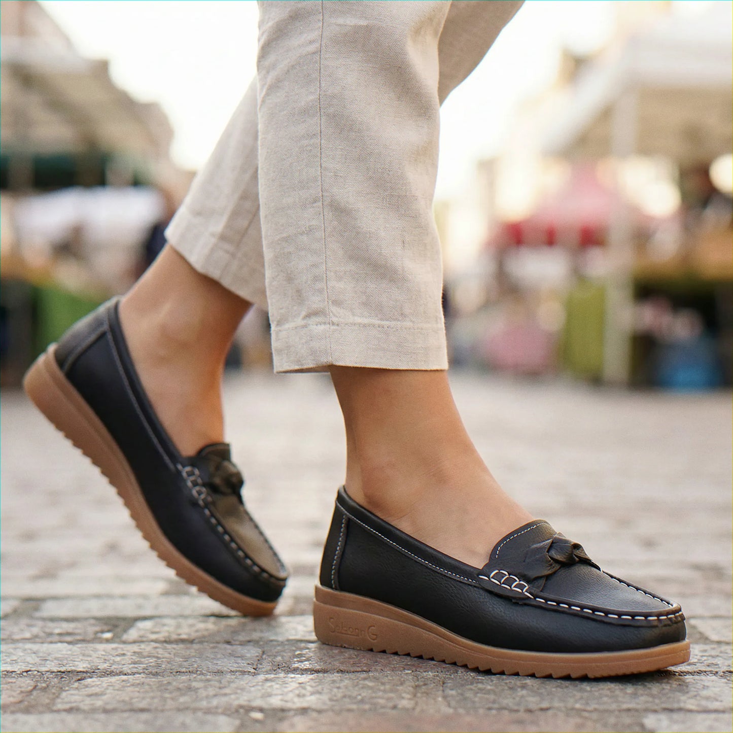 Women's wide fit, arch support, cushioned comfort loafers with slip on design and everyday walking