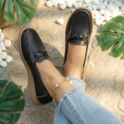Women's wide fit, arch support, cushioned comfort loafers with slip on design and everyday walking