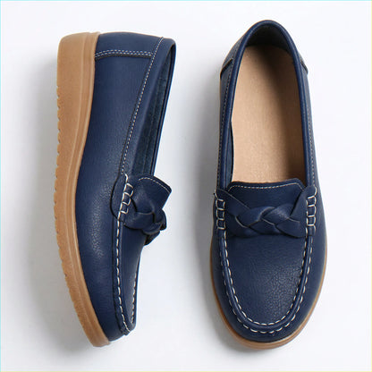 Women's wide fit, arch support, cushioned comfort loafers with slip on design and everyday walking