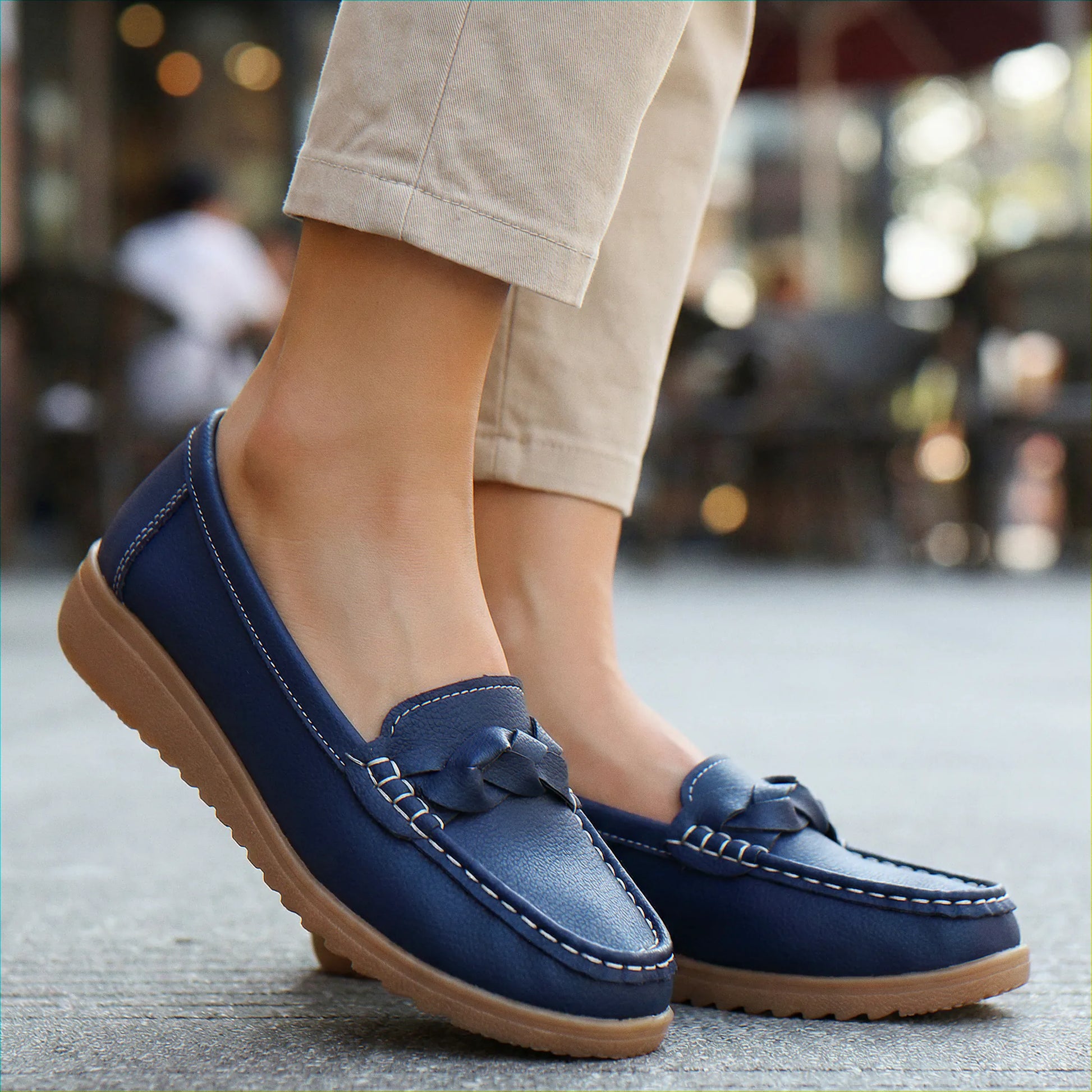 Women's wide fit, arch support, cushioned comfort loafers with slip on design and everyday walking