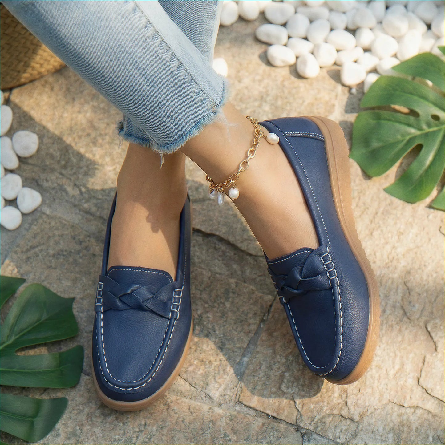Women's wide fit, arch support, cushioned comfort loafers with slip on design and everyday walking
