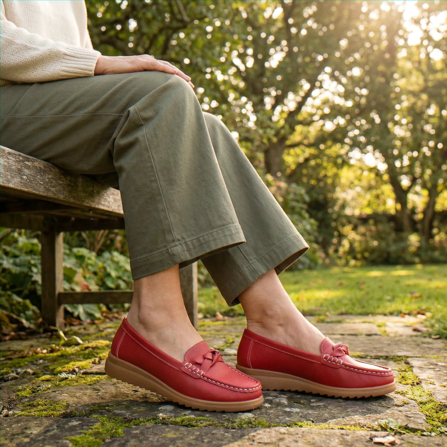 Women's wide fit, arch support, cushioned comfort loafers with slip on design and everyday walking