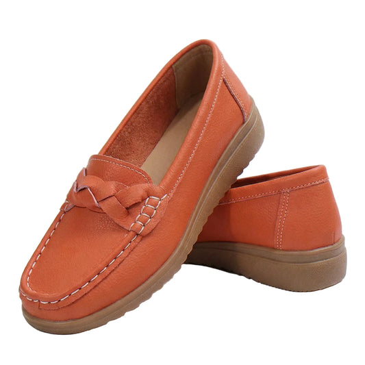 Women's wide fit, arch support, cushioned comfort loafers with slip on design and everyday walking