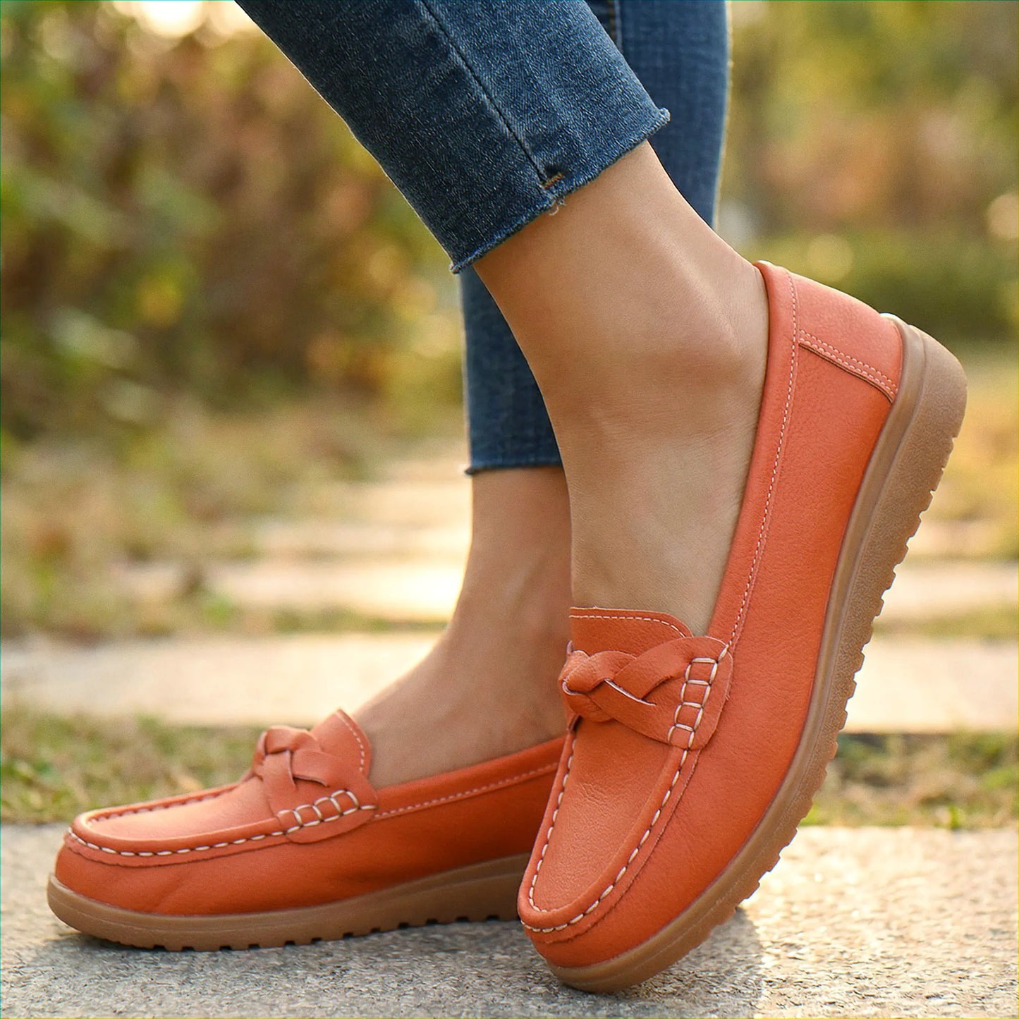 Women's wide fit, arch support, cushioned comfort loafers with slip on design and everyday walking