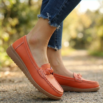 Women's wide fit, arch support, cushioned comfort loafers with slip on design and everyday walking