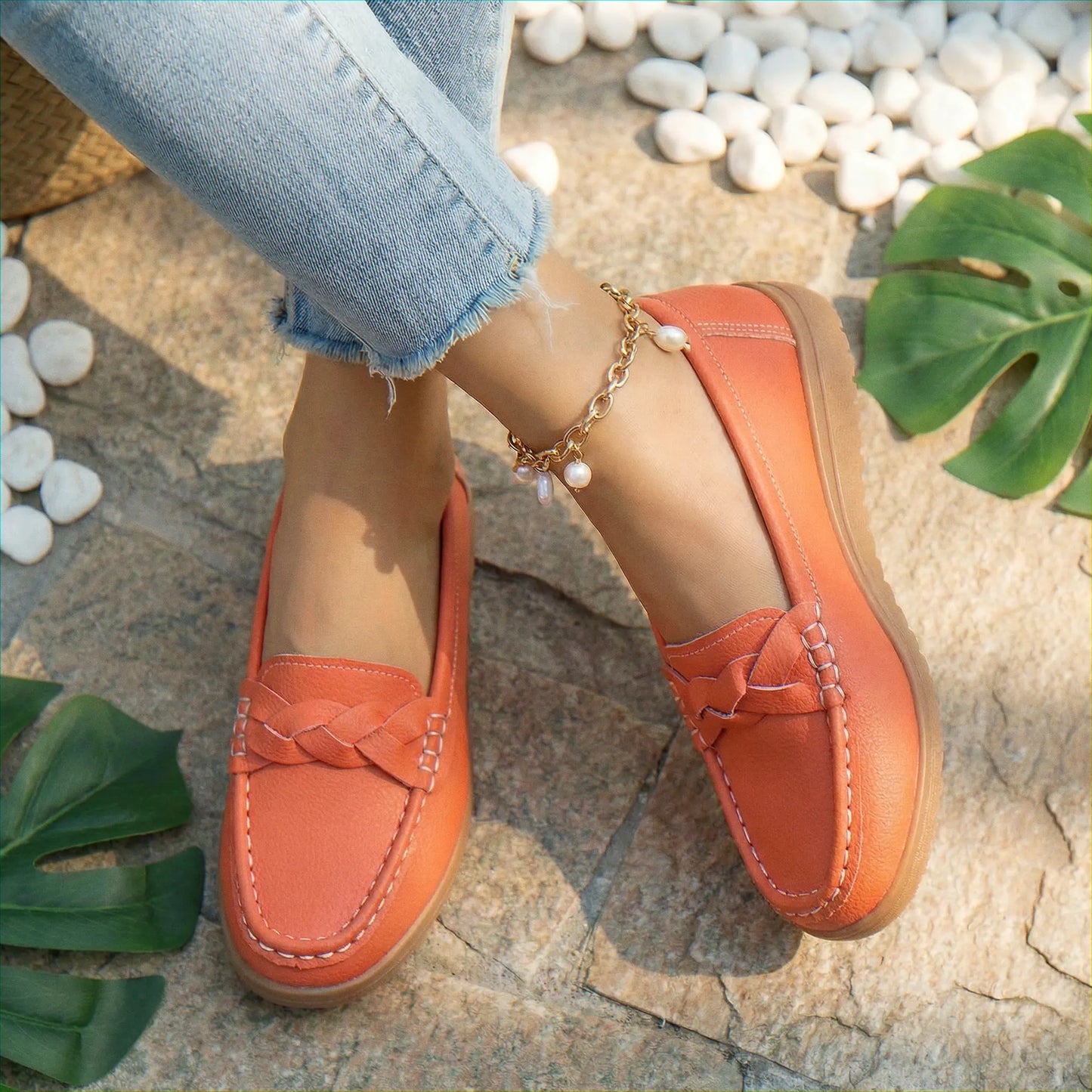 Women's wide fit, arch support, cushioned comfort loafers with slip on design and everyday walking