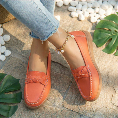 Women's wide fit, arch support, cushioned comfort loafers with slip on design and everyday walking