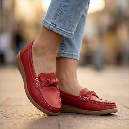 Women's wide fit, arch support, cushioned comfort loafers with slip on design and everyday walking