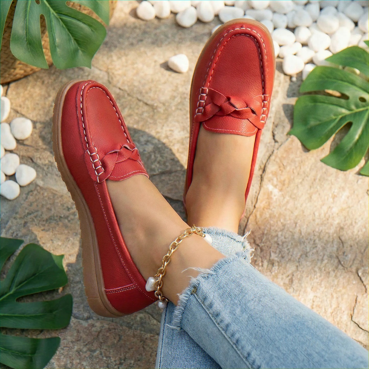 Women's wide fit, arch support, cushioned comfort loafers with slip on design and everyday walking