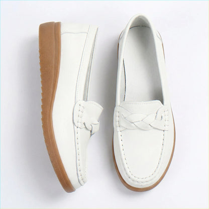 Women's wide fit, arch support, cushioned comfort loafers with slip on design and everyday walking