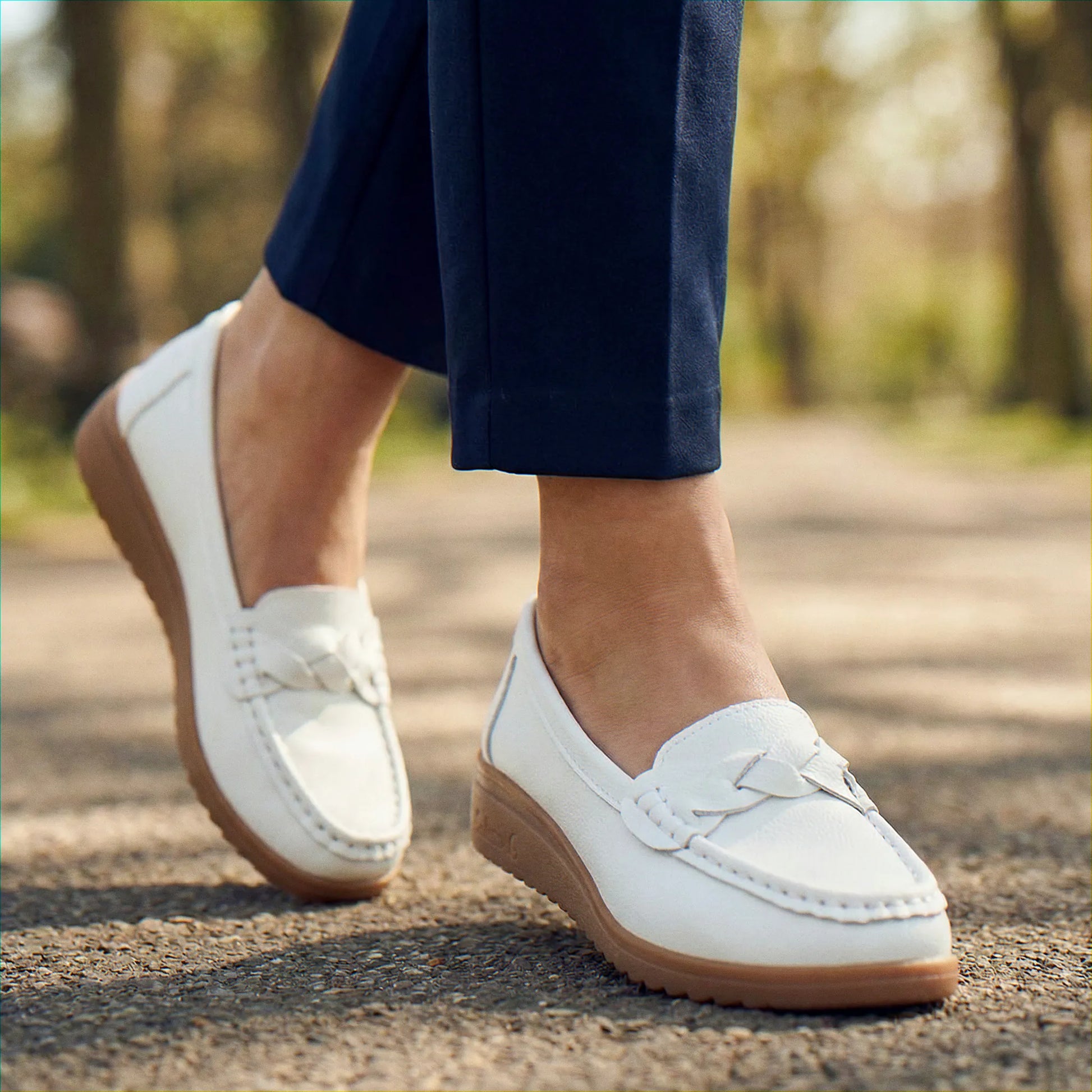 Women's wide fit, arch support, cushioned comfort loafers with slip on design and everyday walking