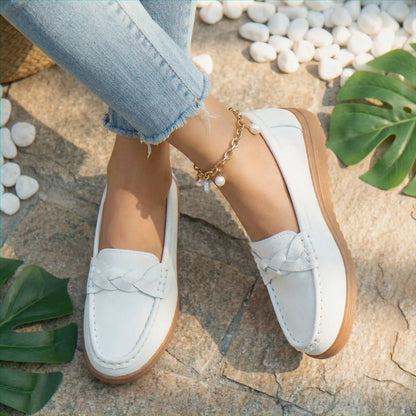 Women's wide fit, arch support, cushioned comfort loafers with slip on design and everyday walking