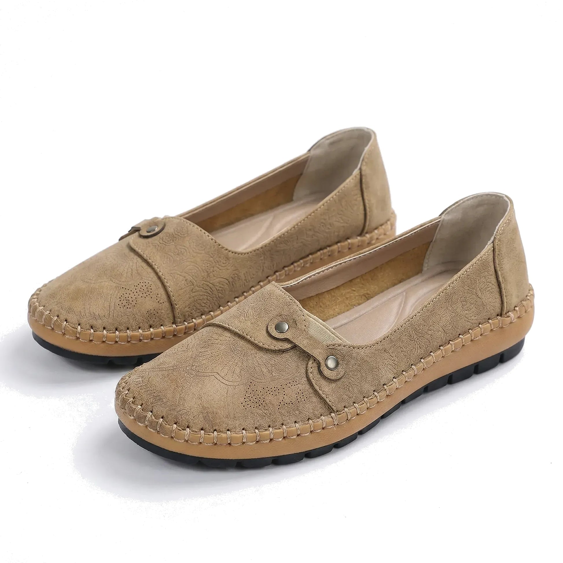 Women's extra wide fit, arch support, slip on design loafers with suede upper and everyday walking