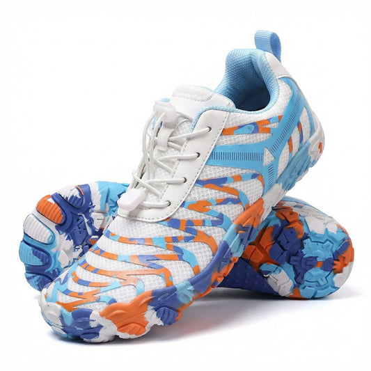 Unisex wide fit, barefoot feel, breathable upper trainers with non slip grip and lightweight design