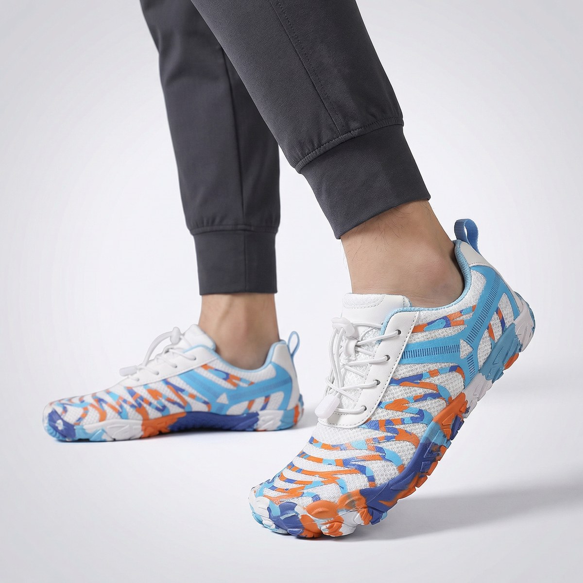 Unisex wide fit, barefoot feel, breathable upper trainers with non slip grip and lightweight design